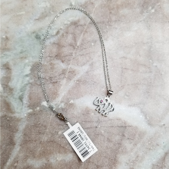 Elephant Zirconia Ruby Fine Silver Necklace - Picture 4 of 9